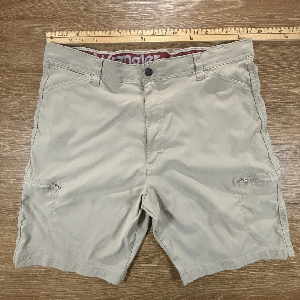 Wrangler Outdoor Shorts Men's 40 Khaki Nylon Hiking Cargo Performance 9 Inch